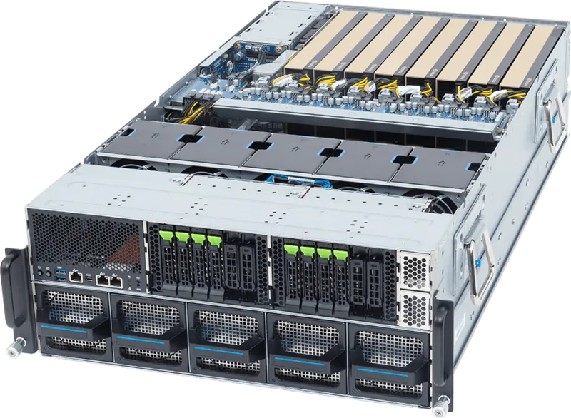 Open 4U NVIDIA MGX server with eight RTX PRO GPU modules