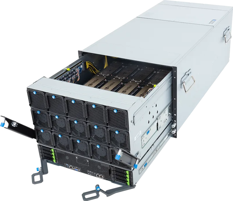 Open 8U NVIDIA HGX H200 server chassis with GPU modules