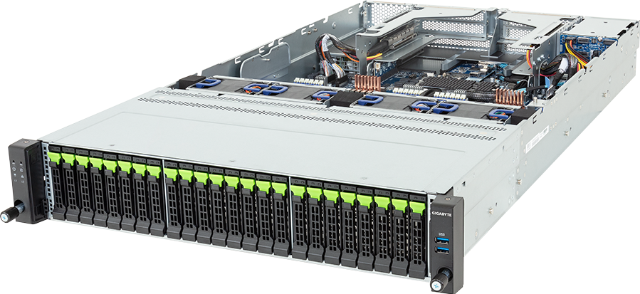 2U dual-processor rack server with twenty-four front hot-swap bays