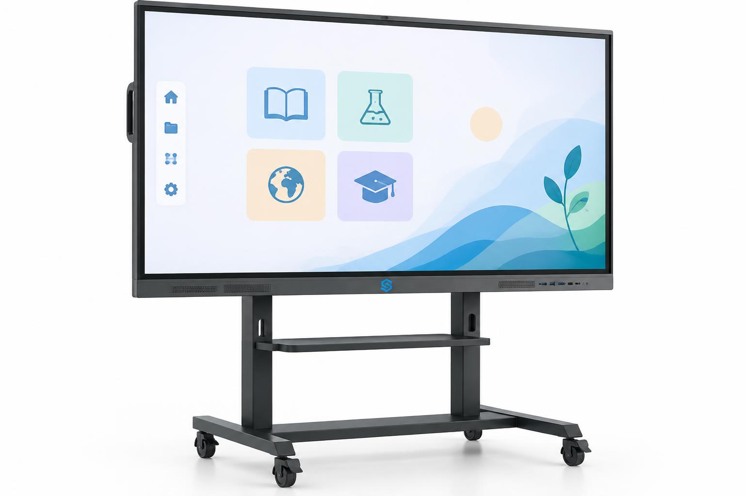 SG PR interactive flat panel display on a mobile floor stand